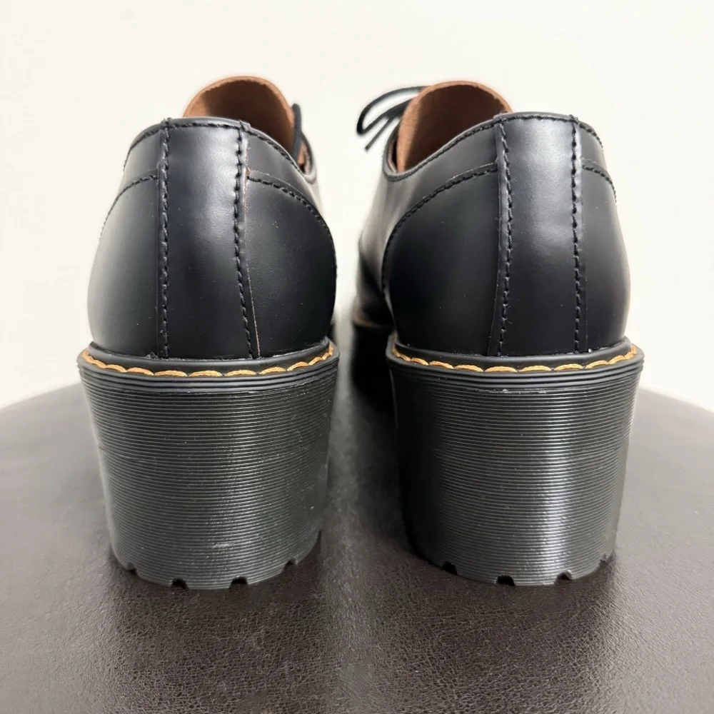 Dr Martens Black Vintage Smooth Leona Lo Platform Block Heel Shoes NWOB US 10